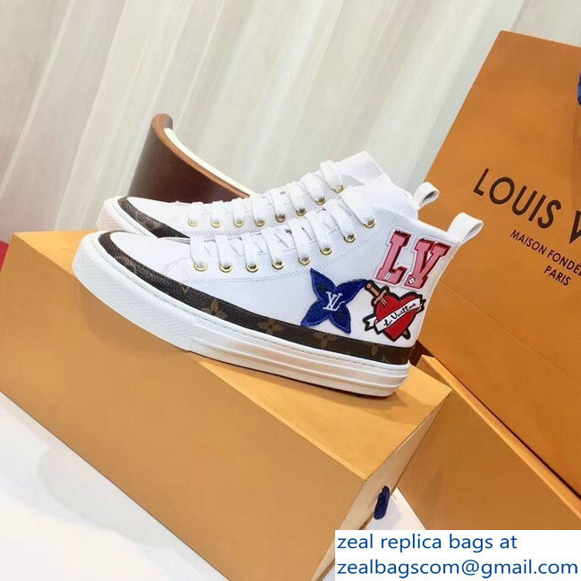 Louis Vuitton LV Heart Patches Stellar Sneakers Boots White 2018