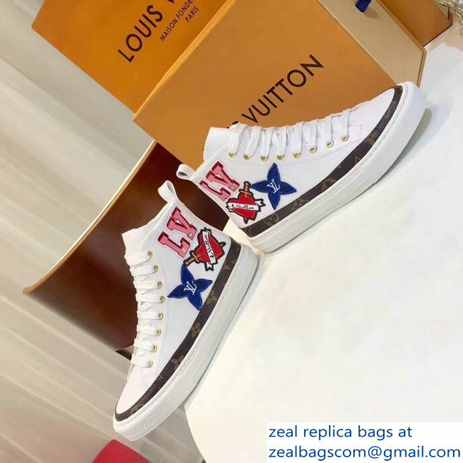 Louis Vuitton LV Heart Patches Stellar Sneakers Boots White 2018