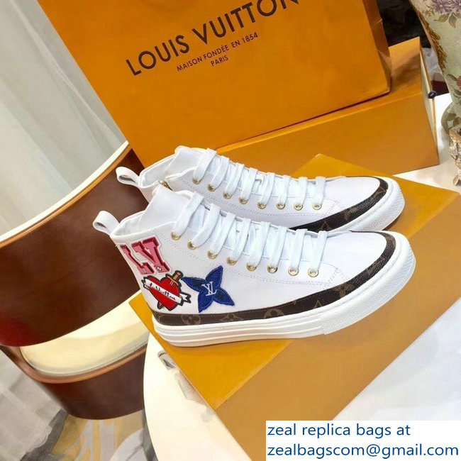 Louis Vuitton LV Heart Patches Stellar Sneakers Boots White 2018