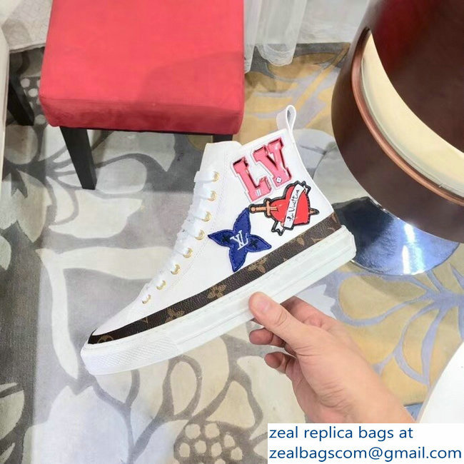 Louis Vuitton LV Heart Patches Stellar Sneakers Boots White 2018