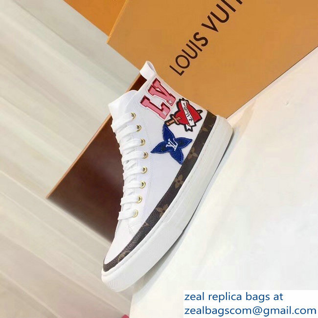 Louis Vuitton LV Heart Patches Stellar Sneakers Boots White 2018