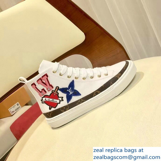 Louis Vuitton LV Heart Patches Stellar Sneakers Boots White 2018