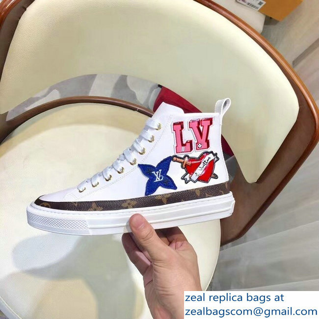 Louis Vuitton LV Heart Patches Stellar Sneakers Boots White 2018
