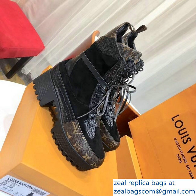 Louis Vuitton Laureate Heel 5cm Platform 3cm Desert Boots Croco Pattern 1A41QD - Click Image to Close