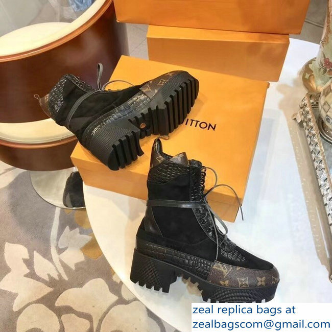 Louis Vuitton Laureate Heel 5cm Platform 3cm Desert Boots Croco Pattern 1A41QD