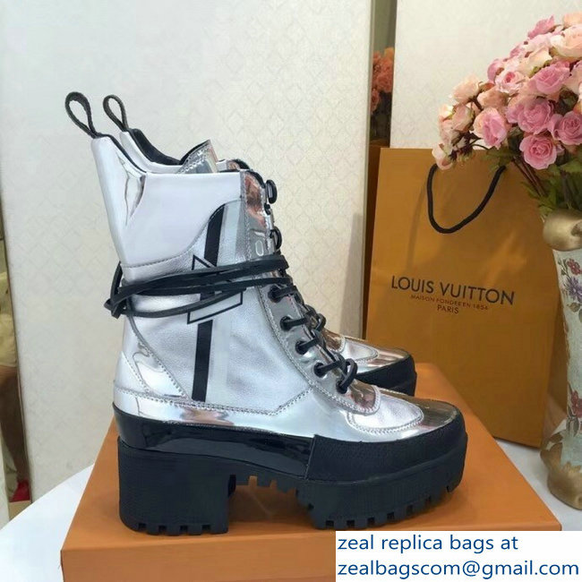 Louis Vuitton Laureate Heel 5cm Platform 3cm Desert Boots Spaceship Silver - Click Image to Close