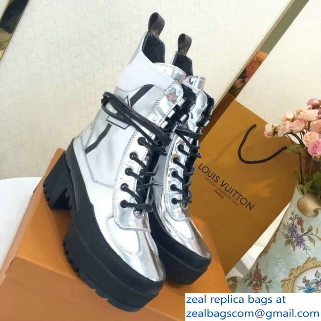 Louis Vuitton Laureate Heel 5cm Platform 3cm Desert Boots Spaceship Silver - Click Image to Close