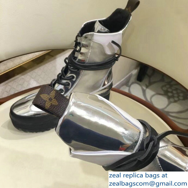 Louis Vuitton Laureate Heel 5cm Platform 3cm Desert Boots Spaceship Silver