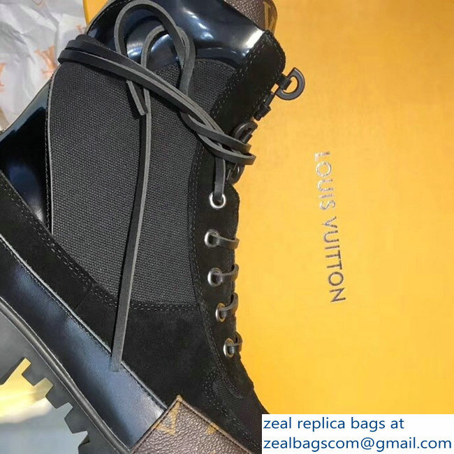 Louis Vuitton Laureate Heel 5cm Platform 3cm Desert Boots Suede/Monogram Canvas - Click Image to Close
