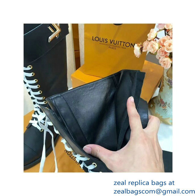 Louis Vuitton Logo Strap High Boots Black