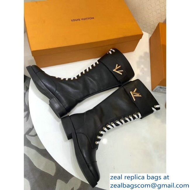 Louis Vuitton Logo Strap High Boots Black - Click Image to Close
