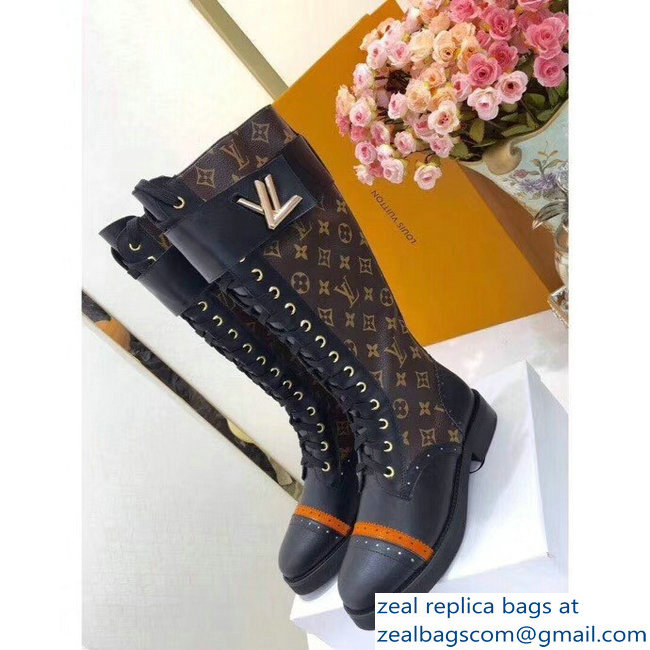 Louis Vuitton Logo Strap High Boots Monogram Canvas