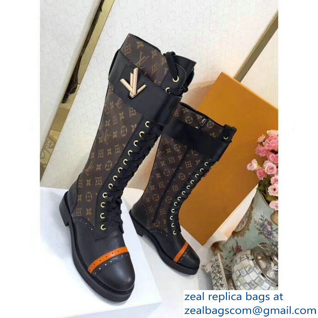 Louis Vuitton Logo Strap High Boots Monogram Canvas