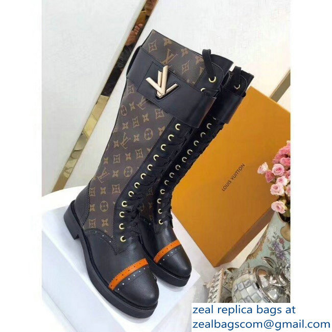 Louis Vuitton Logo Strap High Boots Monogram Canvas