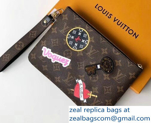 Louis Vuitton Monogram Canvas City Pouch Bag M63447 Patches 2018 - Click Image to Close