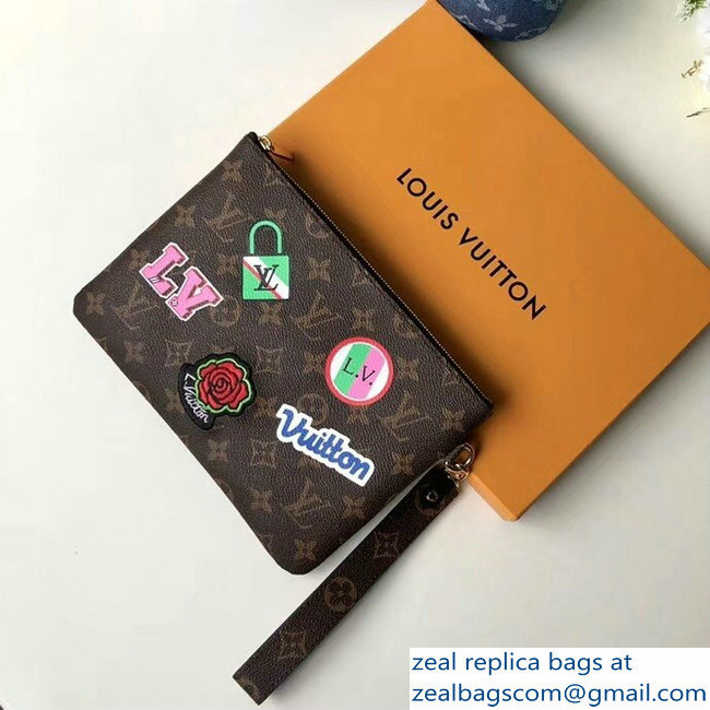 Louis Vuitton Monogram Canvas City Pouch Bag M63447 Patches 2018 - Click Image to Close