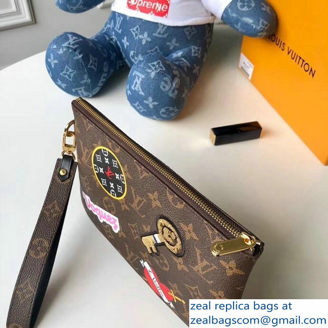 Louis Vuitton Monogram Canvas City Pouch Bag M63447 Patches 2018