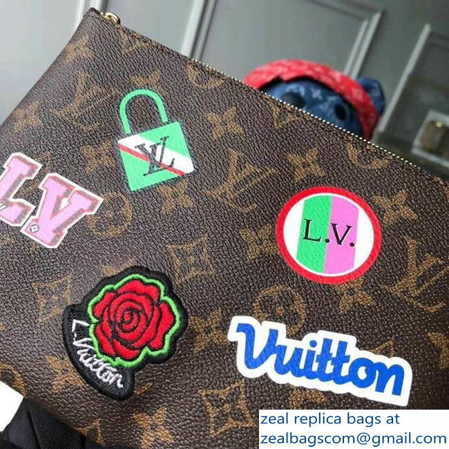 Louis Vuitton Monogram Canvas City Pouch Bag M63447 Patches 2018 - Click Image to Close