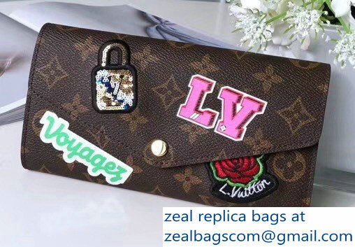 Louis Vuitton Monogram Canvas Sarah Wallet M63318 Patches 2018 - Click Image to Close