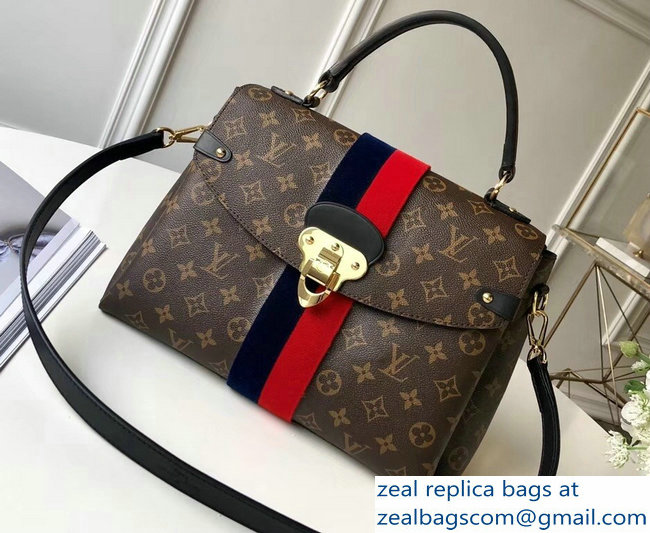 Louis Vuitton Monogram Canvas Tufted Stripe Georges MM Bag M43778 Marine Cerise 2018 - Click Image to Close