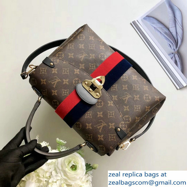 Louis Vuitton Monogram Canvas Tufted Stripe Georges MM Bag M43778 Marine Cerise 2018 - Click Image to Close