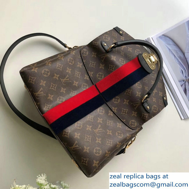 Louis Vuitton Monogram Canvas Tufted Stripe Georges MM Bag M43778 Marine Cerise 2018 - Click Image to Close