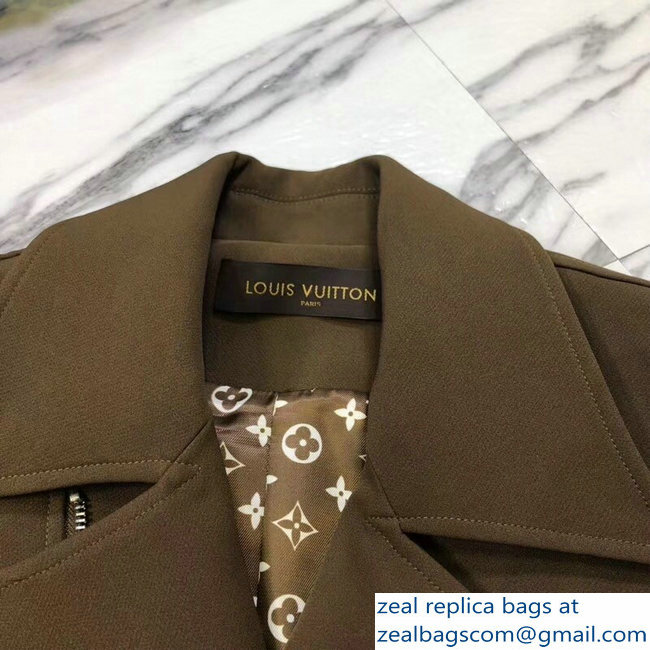 Louis Vuitton Monogram Inside Perfecto Jacket and Skirt Suit Khaki 2018
