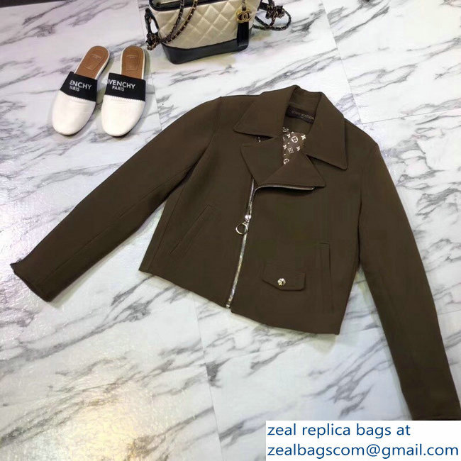 Louis Vuitton Monogram Inside Perfecto Jacket and Skirt Suit Khaki 2018