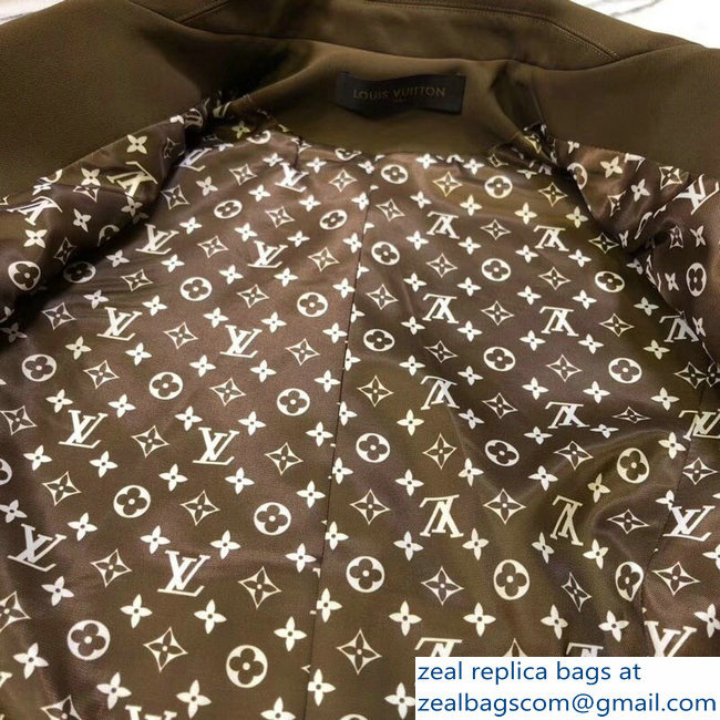 Louis Vuitton Monogram Inside Perfecto Jacket and Skirt Suit Khaki 2018