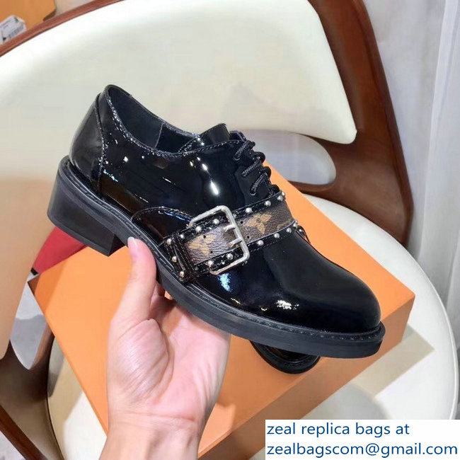 Louis Vuitton Socialite Richelieu Flats 1A4G8N Studs Buckled Strap 2018 - Click Image to Close