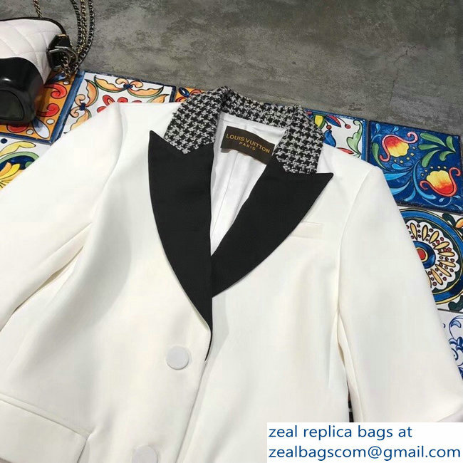 Louis Vuitton Tweed and Black Collar Jacket White 2018