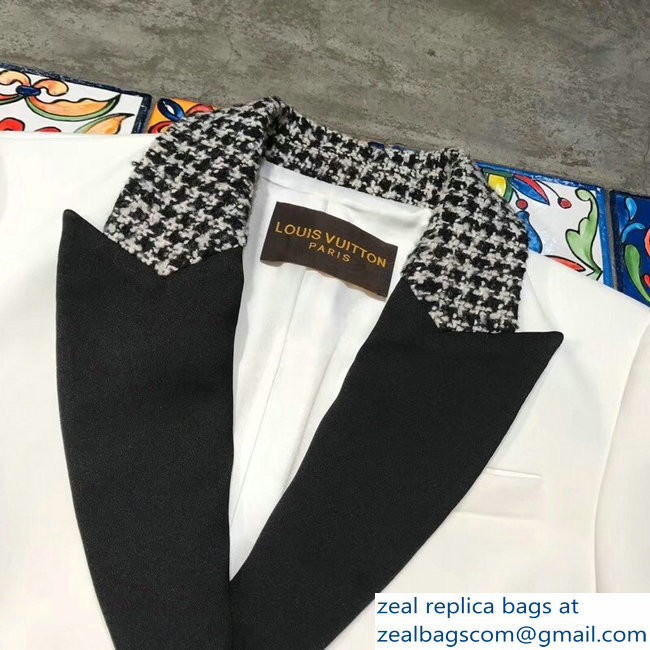 Louis Vuitton Tweed and Black Collar Jacket White 2018