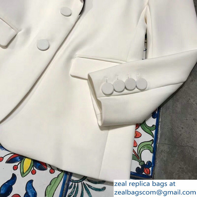 Louis Vuitton Tweed and Black Collar Jacket White 2018