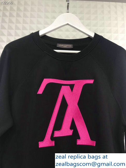 Louis Vuitton Upside Down LV logo Sweatshirt Black 2018 - Click Image to Close