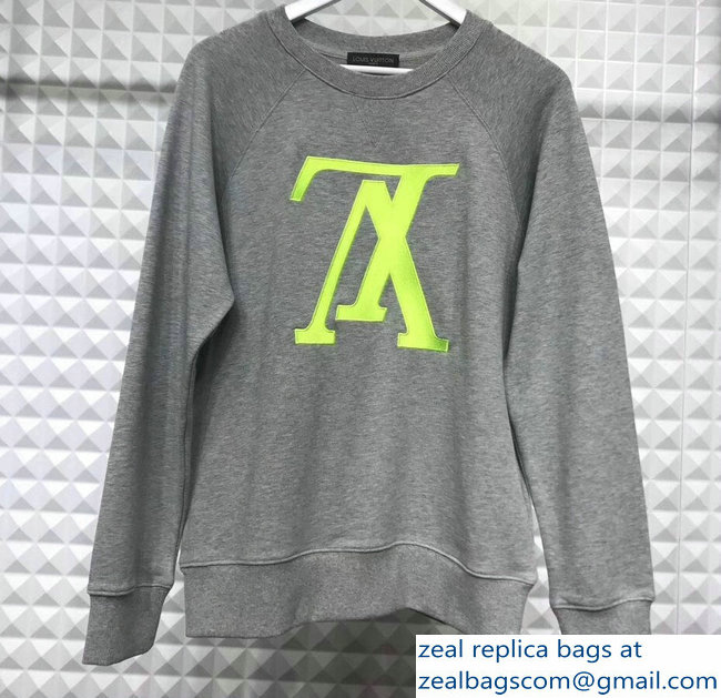 Louis Vuitton Upside Down LV logo Sweatshirt Gray 2018 - Click Image to Close