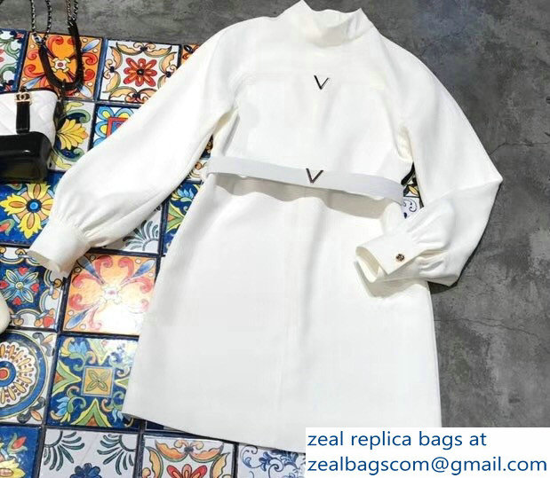Louis Vuitton V White Dress with a Belt 2018 - Click Image to Close