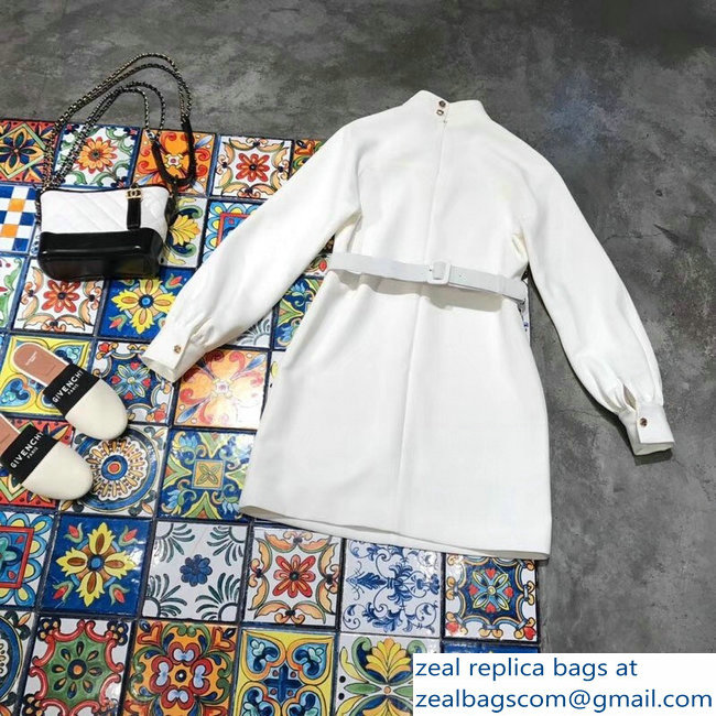 Louis Vuitton V White Dress with a Belt 2018 - Click Image to Close