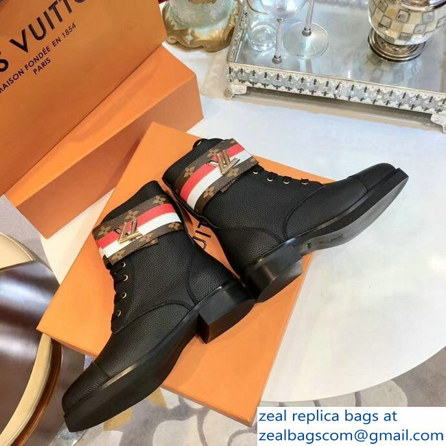 Louis Vuitton Wonderland Flat Ranger Boots 1A4GO2 Bold Red And White Stripe 2018 - Click Image to Close