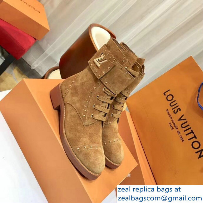 Louis Vuitton Wonderland Flat Ranger Boots Suede Calf Leather 1A4G0E CACAO 2018 - Click Image to Close