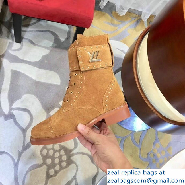 Louis Vuitton Wonderland Flat Ranger Boots Suede Calf Leather 1A4G0E CACAO 2018 - Click Image to Close