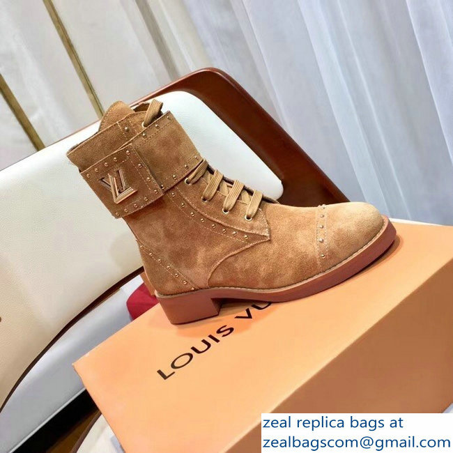 Louis Vuitton Wonderland Flat Ranger Boots Suede Calf Leather 1A4G0E CACAO 2018 - Click Image to Close