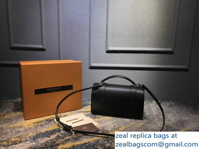 Moynat Cabotin Small Structured City Bag in Natural Cow leather Black