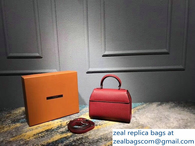 Moynat Mini Rejane BB Bag in Taurillon Gex Togo Leather Red