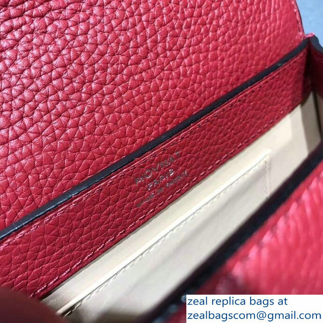 Moynat Mini Rejane BB Bag in Taurillon Gex Togo Leather Red