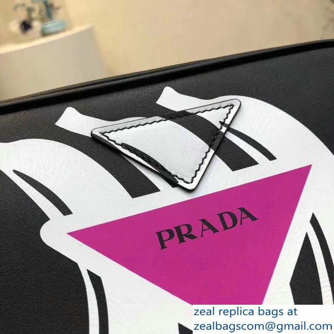 Prada Mirage Leather Shoulder Camera Bag 1BH093 Bananas Black 2018 - Click Image to Close