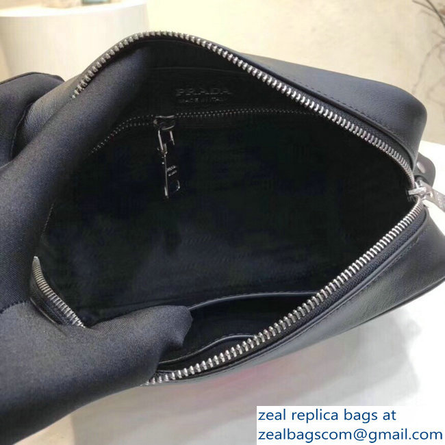 Prada Mirage Leather Shoulder Camera Bag 1BH093 Bananas Black 2018 - Click Image to Close