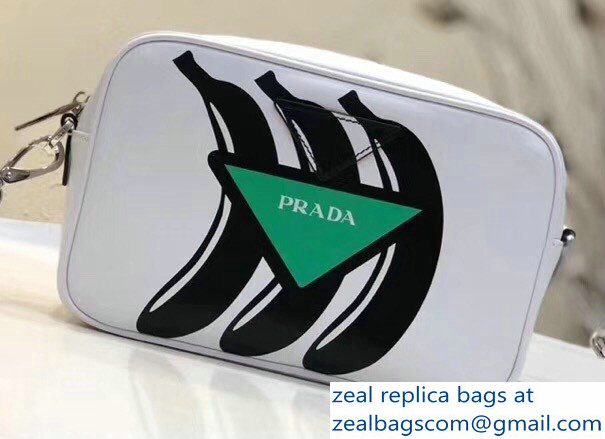 Prada Mirage Leather Shoulder Camera Bag 1BH093 Bananas White 2018 - Click Image to Close