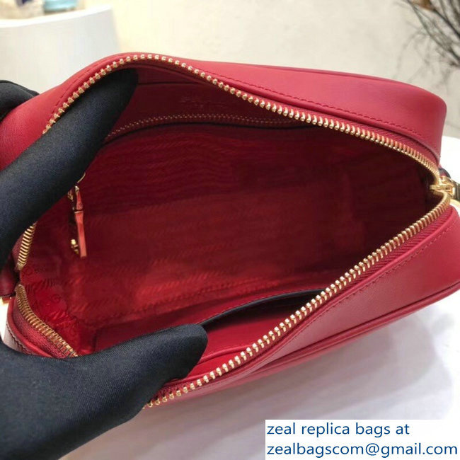 Prada Mirage Leather Shoulder Camera Bag 1BH093 Red 2018 - Click Image to Close