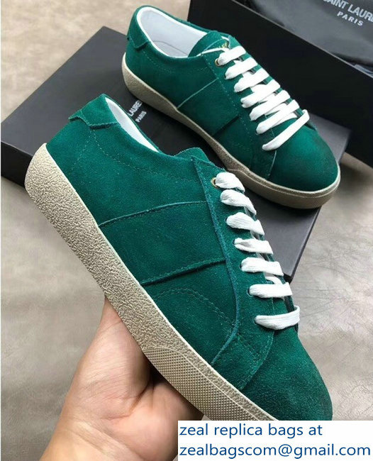 Saint Laurent Court Classic Sneakers Suede Green - Click Image to Close