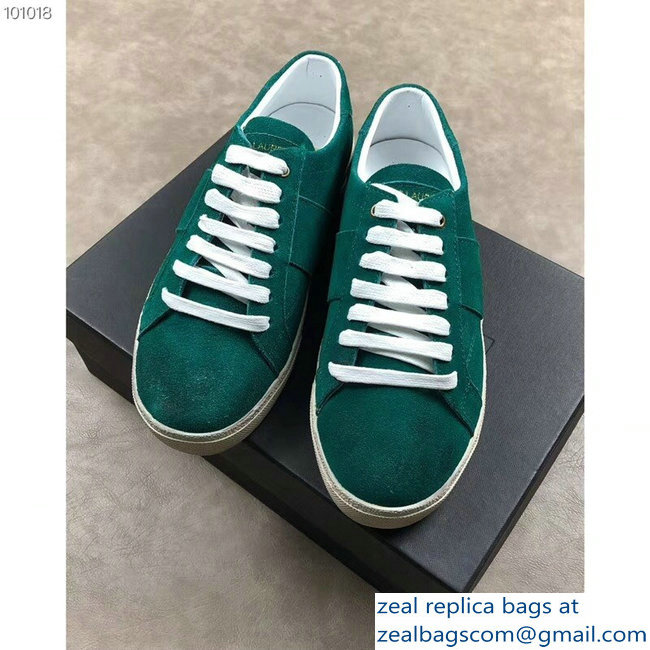 Saint Laurent Court Classic Sneakers Suede Green - Click Image to Close